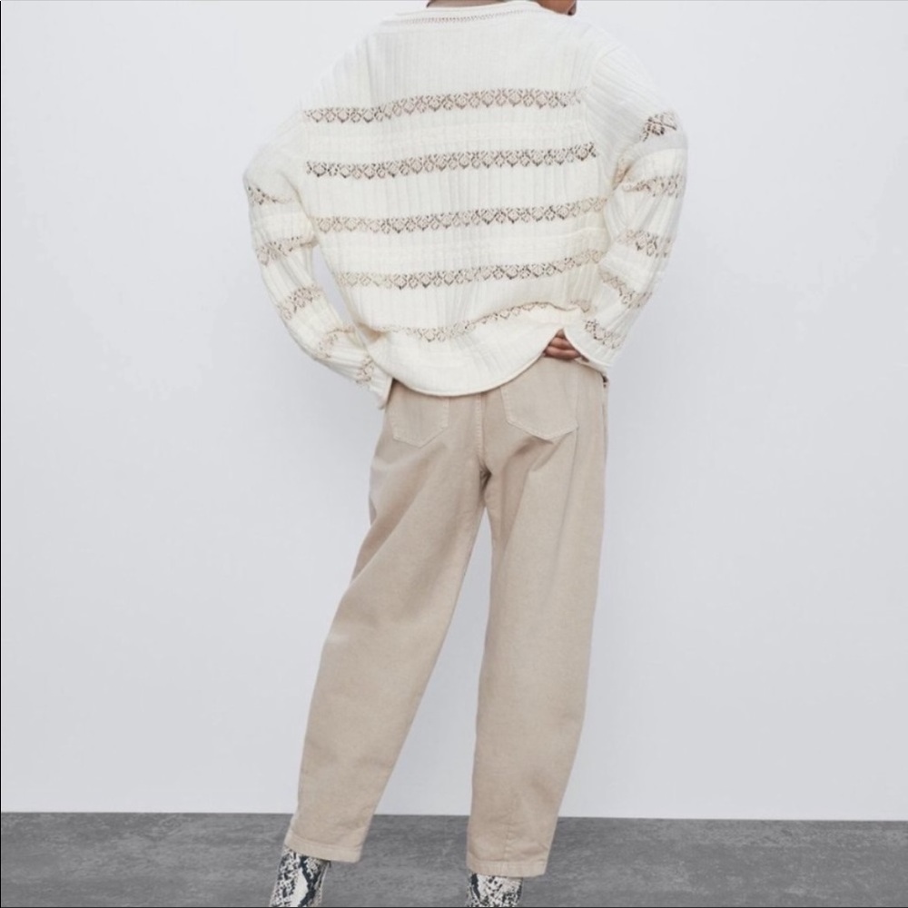 🤍ZARA Pointelle Ribbed Sweater - Picture 5 of 11